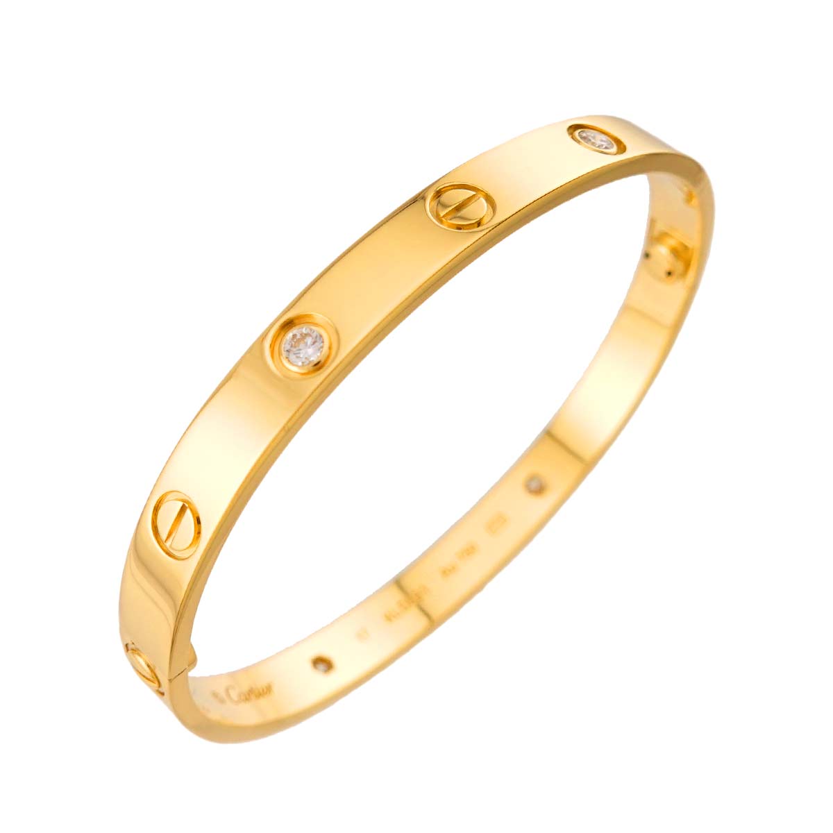 Love Bracelet Diamond 4P Bangle 18K YG 750 Size17