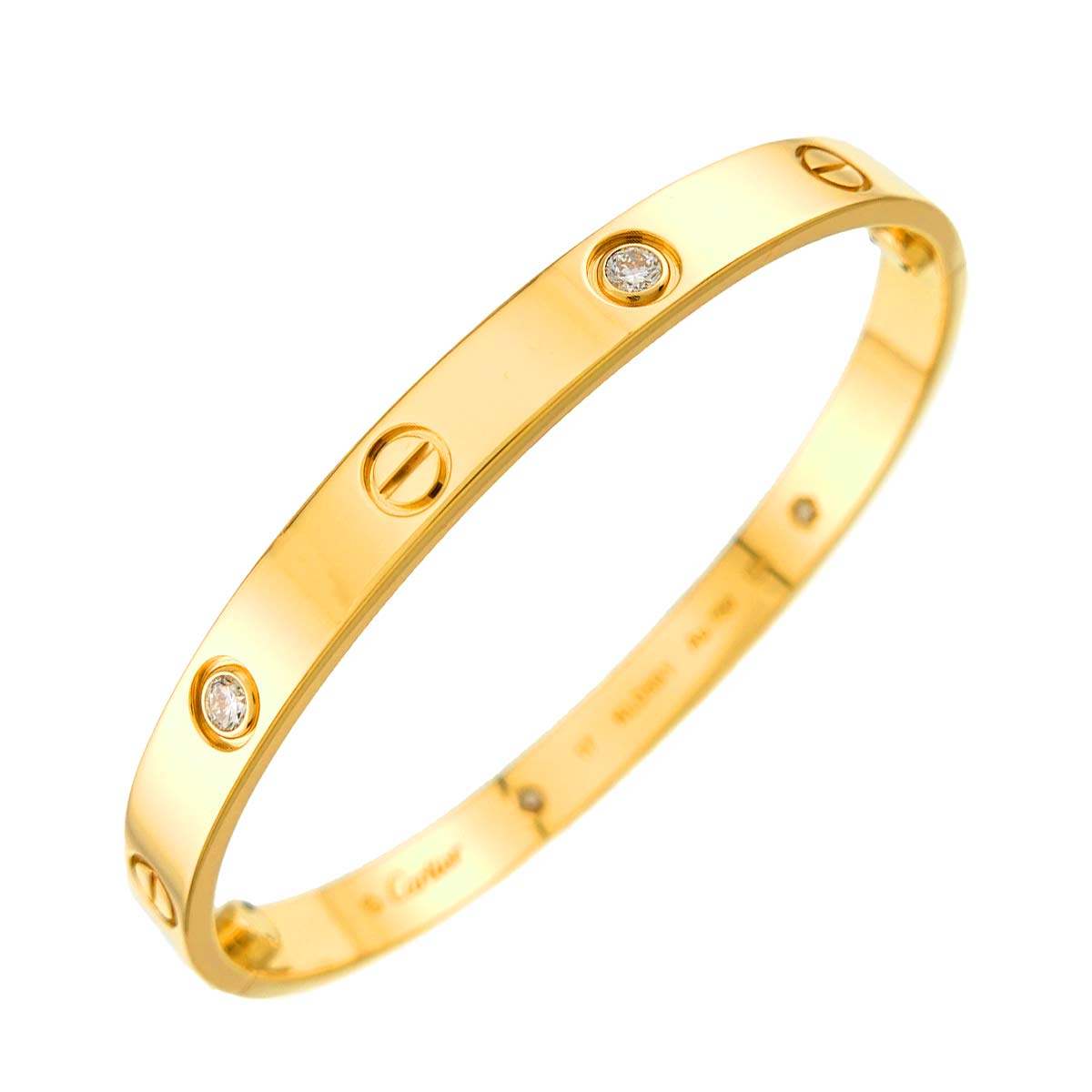 Love Bracelet Diamond 4P Bangle 18K YG 750 Size17