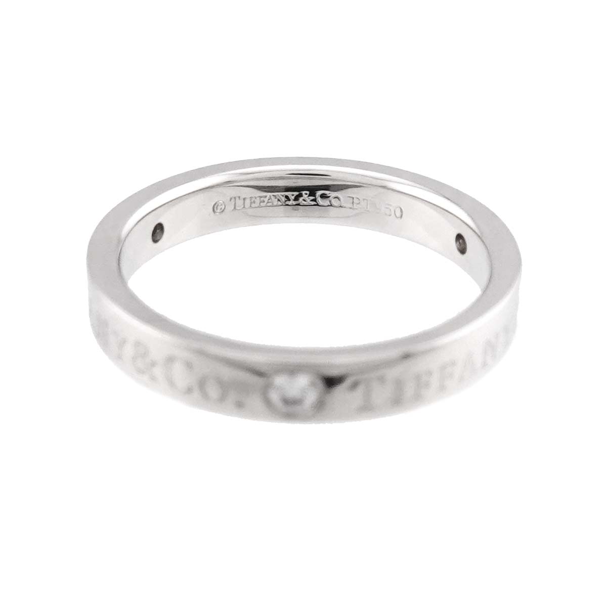 Logo Flat Band Ring Diamond 3P Platinum Size4-4.5(US)