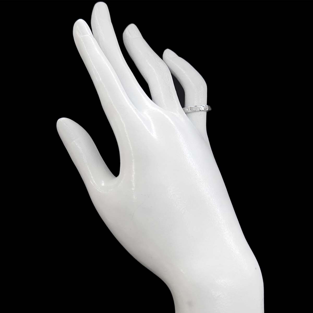 Logo Flat Band Ring Diamond 3P Platinum Size4-4.5(US)