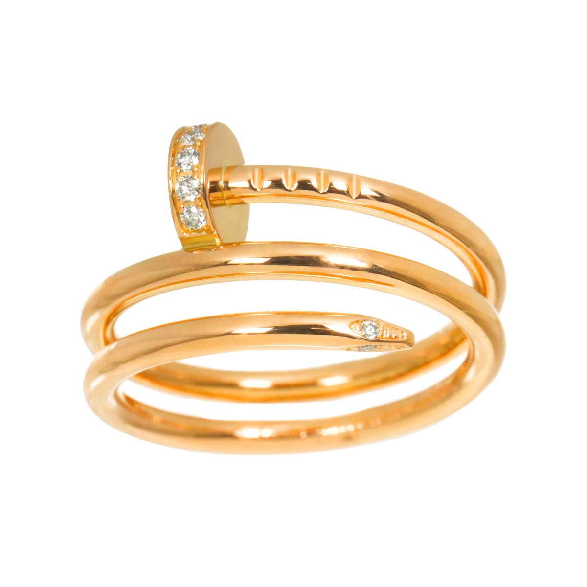 JUSTE UN CLOU Double Diamond Ring 18K PG 750 Size49 4.75-5(US)