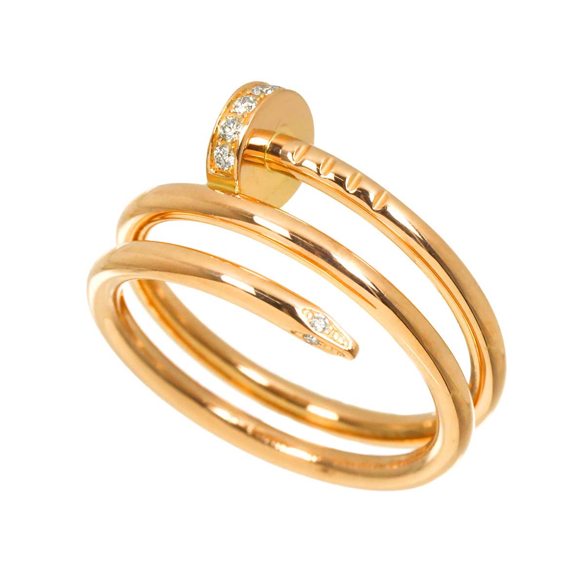JUSTE UN CLOU Double Diamond Ring 18K PG 750 Size49 4.75-5(US)