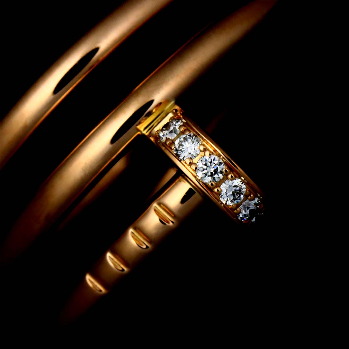 JUSTE UN CLOU Double Diamond Ring 18K PG 750 Size49 4.75-5(US)