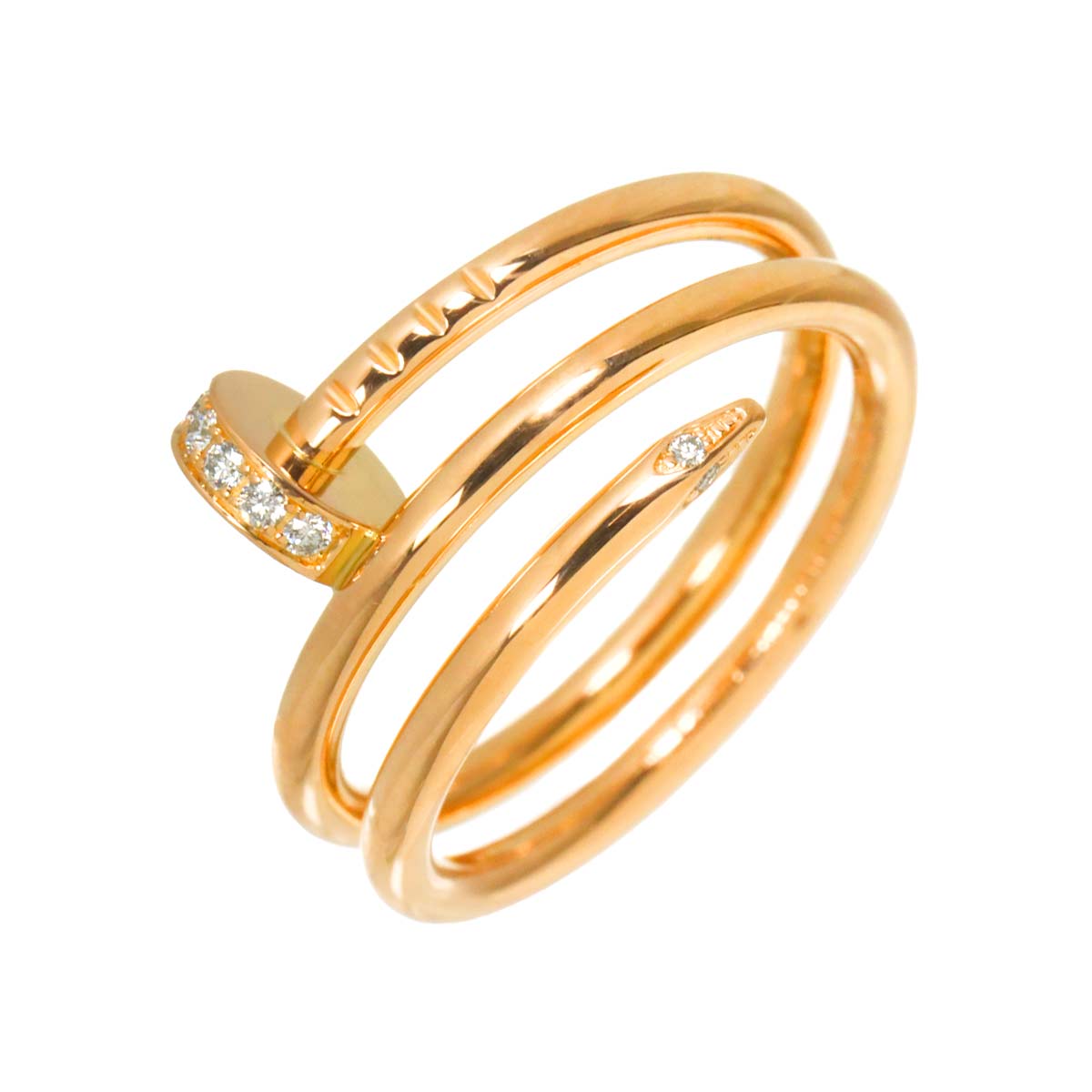 JUSTE UN CLOU Double Diamond Ring 18K PG 750 Size49 4.75-5(US)