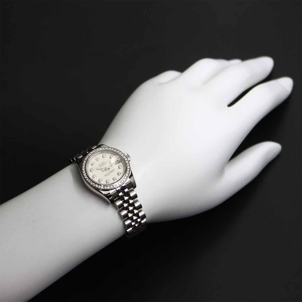 Datejust 179384 Date Diamond 750 WG Ladies Silver gold