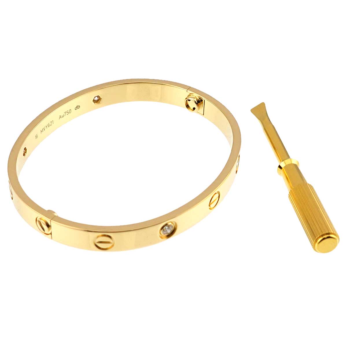 Love Bracelet Diamond 4P Bangle 18K YG 750 Size16