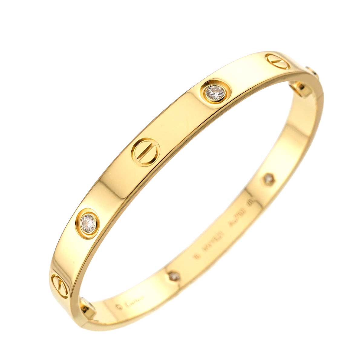Love Bracelet Diamond 4P Bangle 18K YG 750 Size16