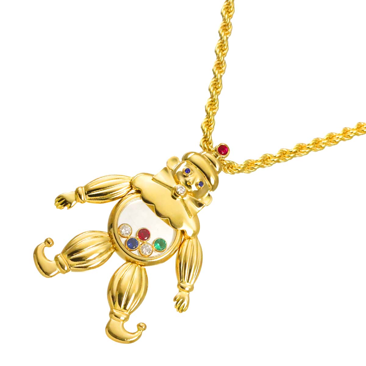 Happy Diamond clown Multi Stone Necklace 18K YG 750