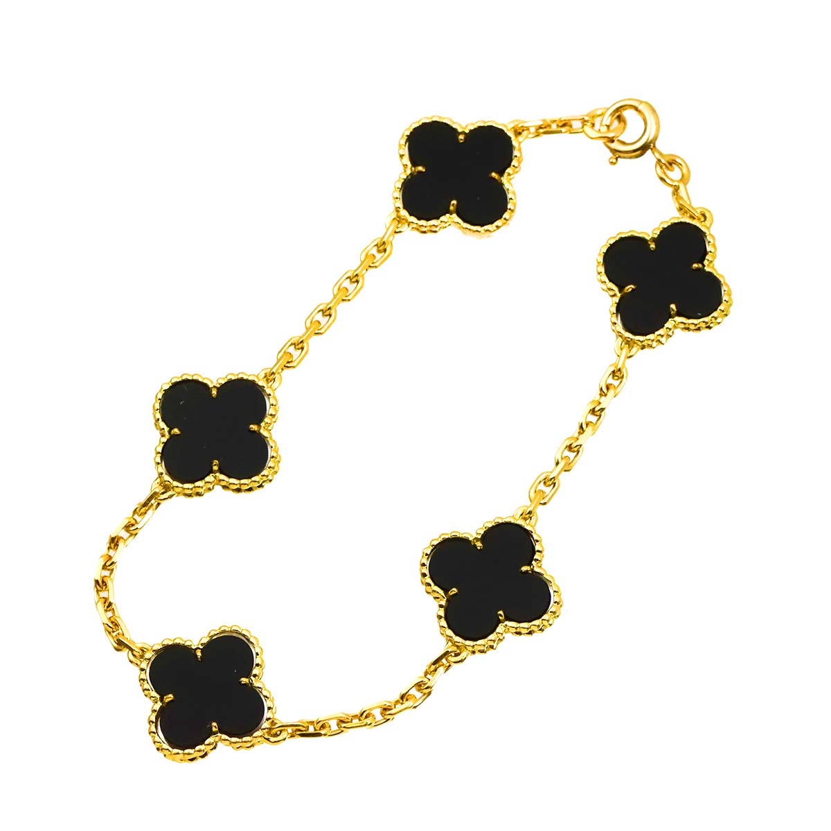 Vintage Alhambra Onyx 5P Bracelet 18K YG 750
