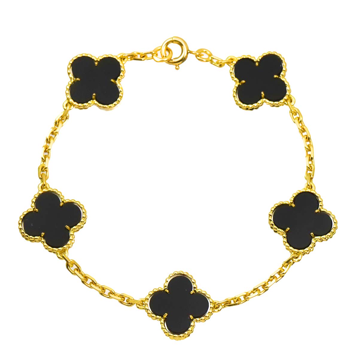 Vintage Alhambra Onyx 5P Bracelet 18K YG 750