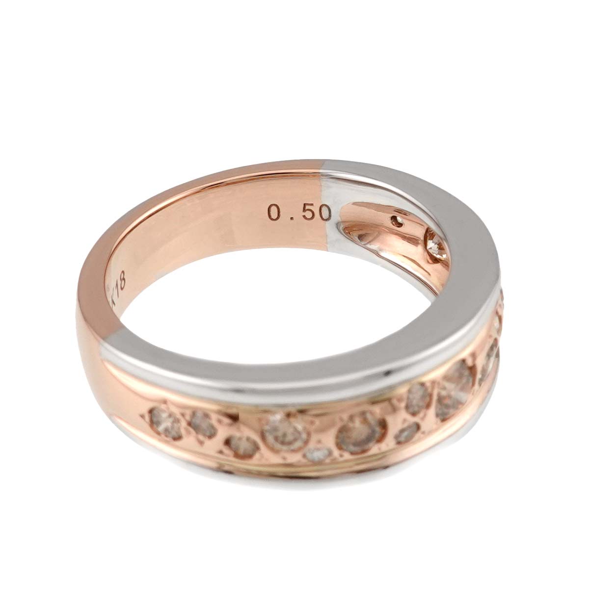 Diamond 0.50ct Ring 18K PG WG 750 size4.75-5(US)