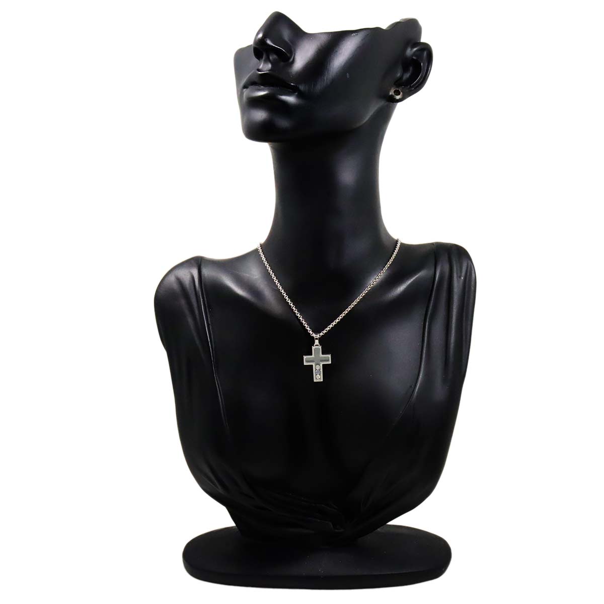 Happy Diamond Sapphire Cross Necklace 18K WG 750
