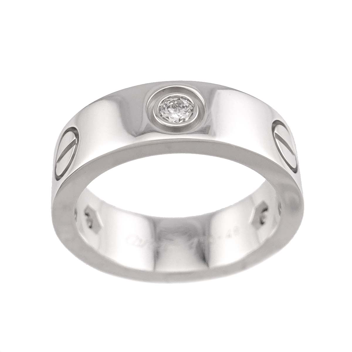 Love Ring Half Diamond 3P 18K White Gold 750 size48 4-4.5(US)