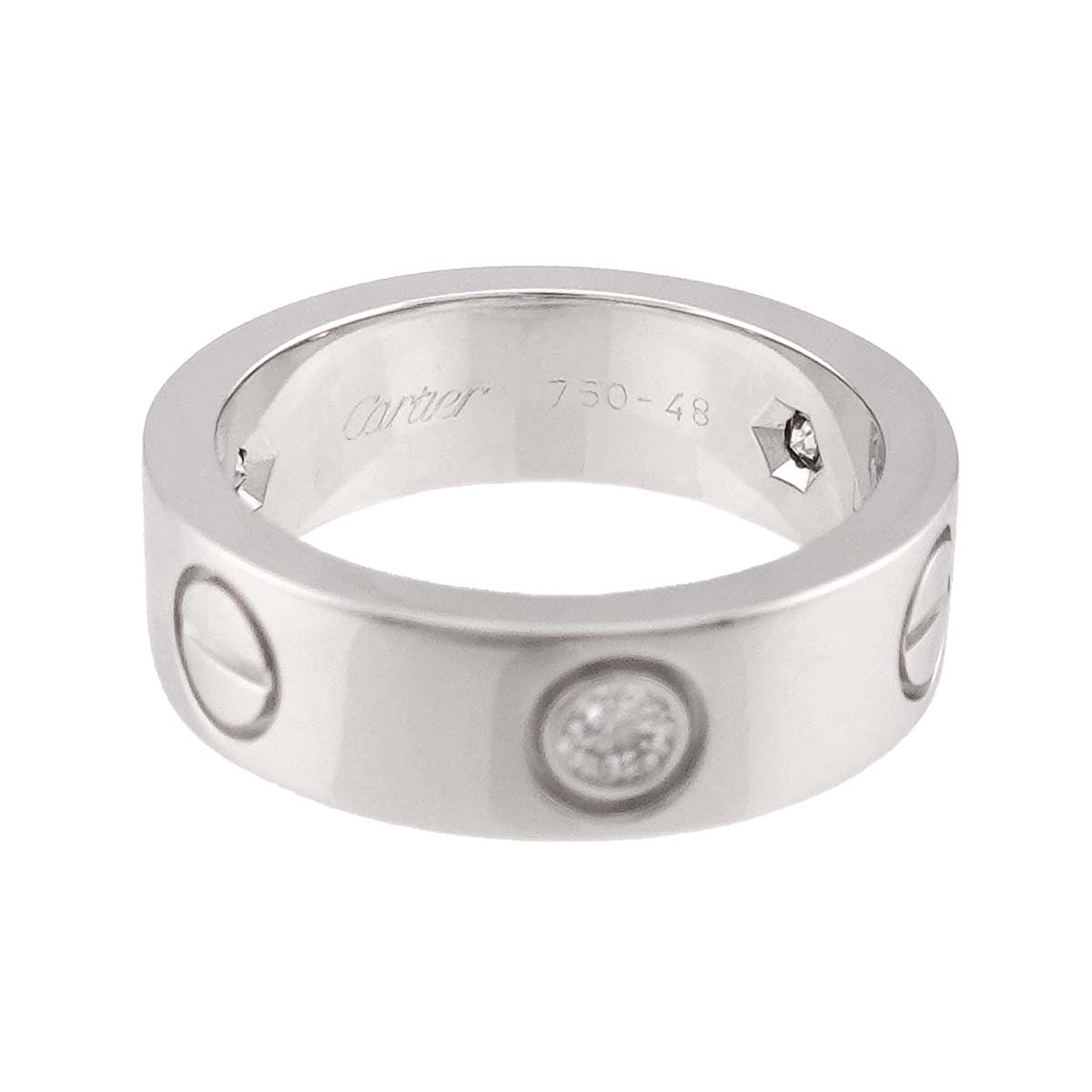 Love Ring Half Diamond 3P 18K White Gold 750 size48 4-4.5(US)