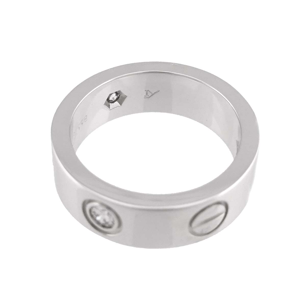 Love Ring Half Diamond 3P 18K White Gold 750 size48 4-4.5(US)