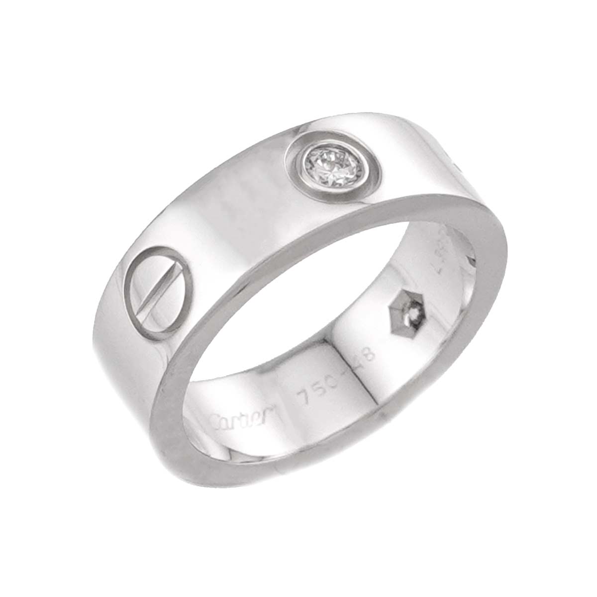 Love Ring Half Diamond 3P 18K White Gold 750 size48 4-4.5(US)