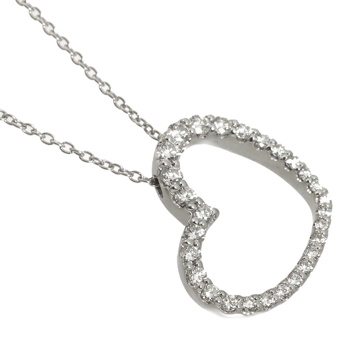 Heart Motif Diamond 0.52ct Necklace 18K White Gold 750