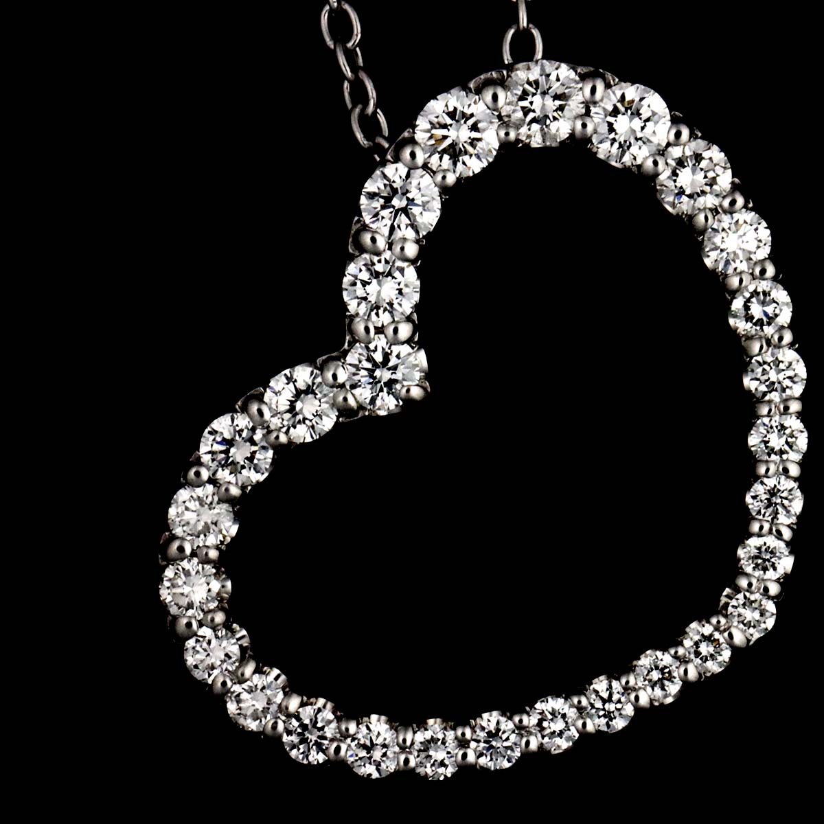Heart Motif Diamond 0.52ct Necklace 18K White Gold 750