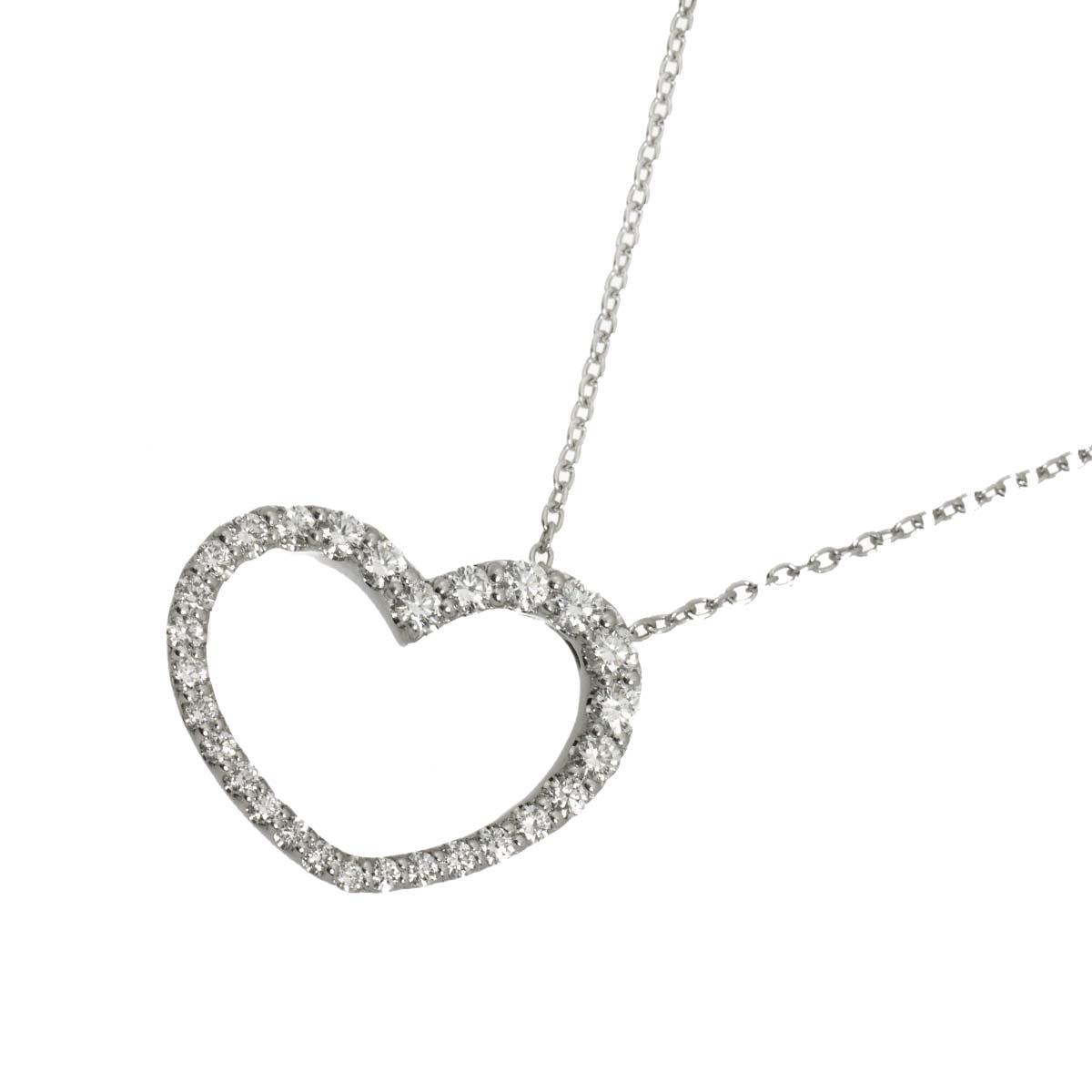 Heart Motif Diamond 0.52ct Necklace 18K White Gold 750