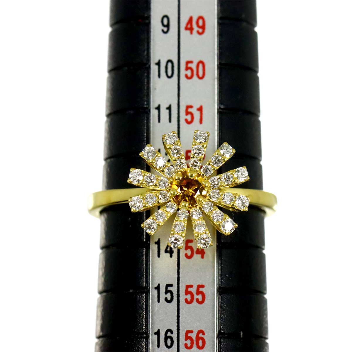 Citrine Diamond Ring 18K YG 750 size6.25-6.5(US)