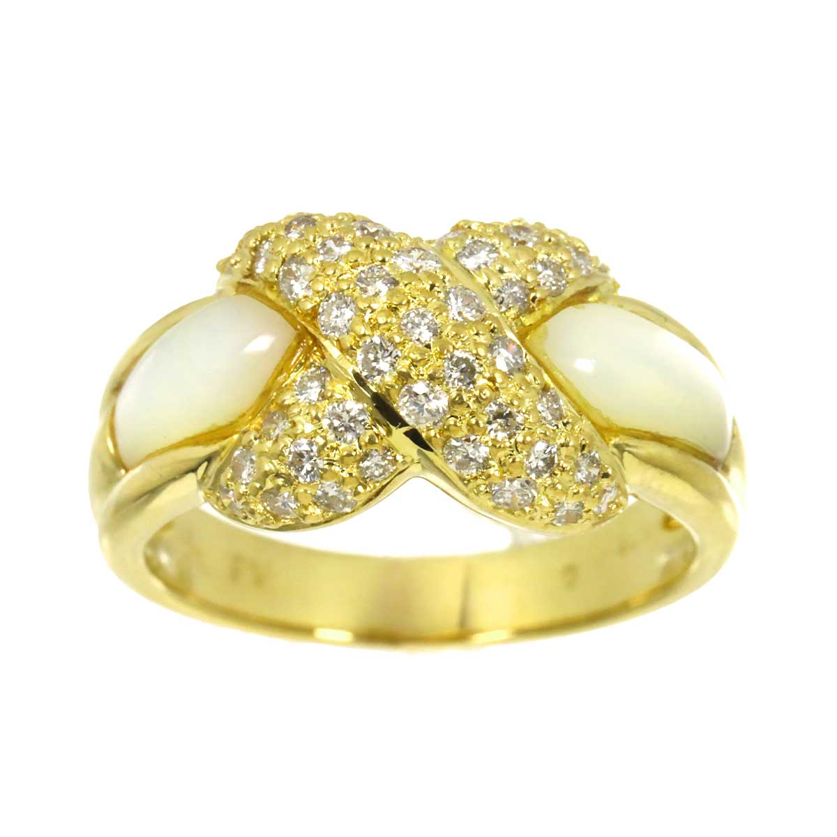 Diamond 0.53ct Shell Ring 18K YG 750 size6.75(US)