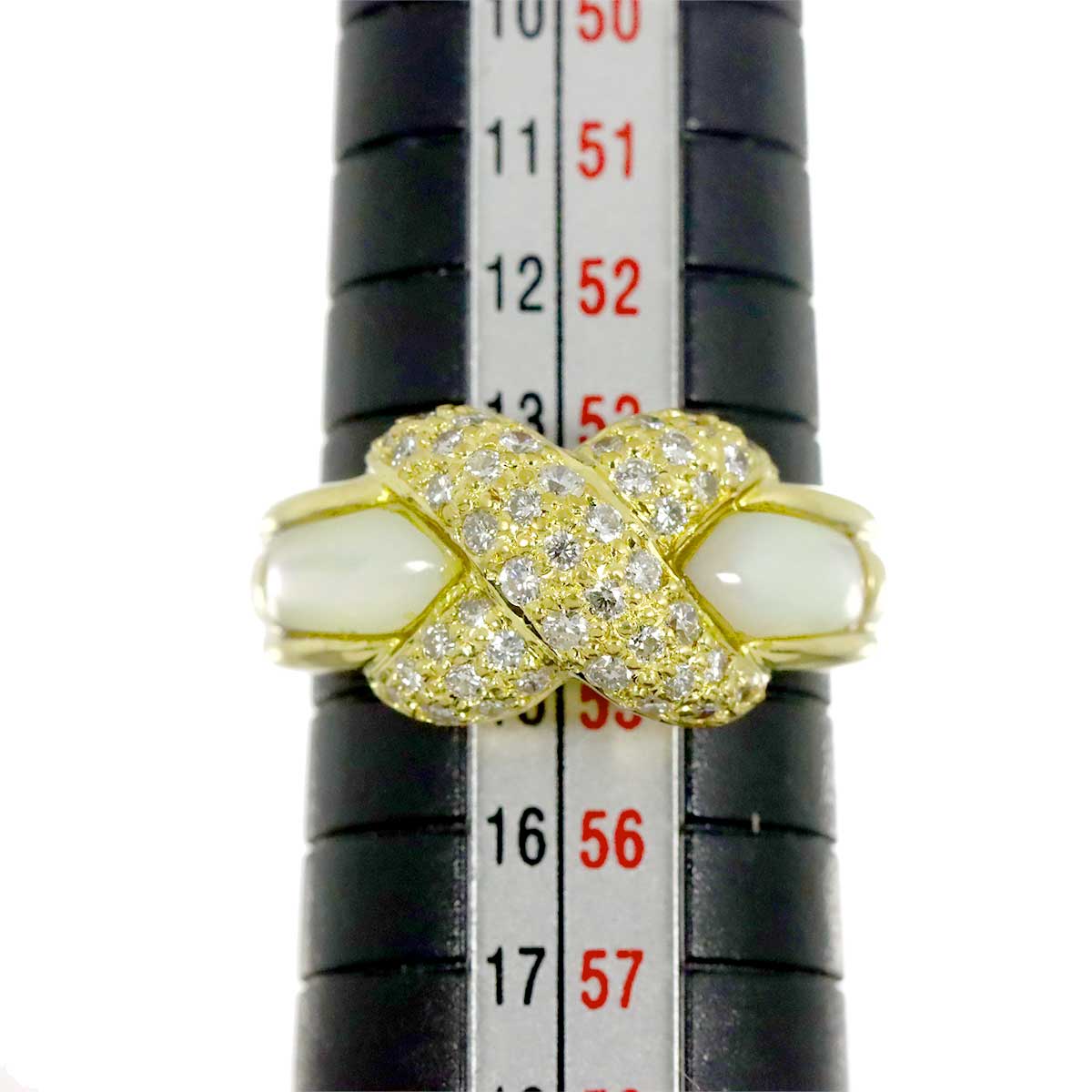 Diamond 0.53ct Shell Ring 18K YG 750 size6.75(US)