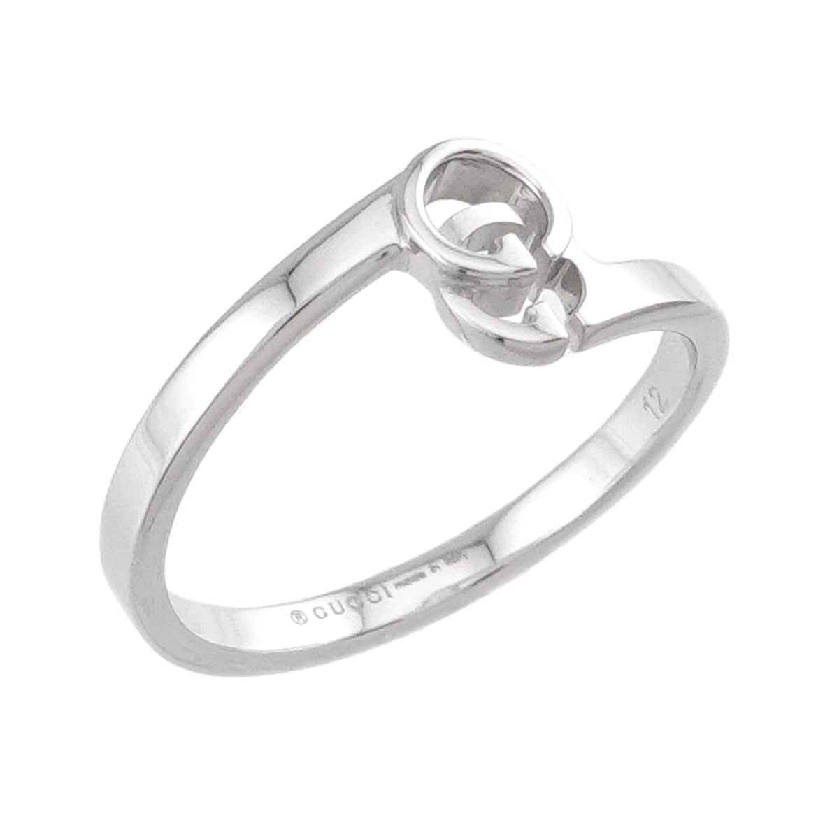 GG Logo Ring 18K WG White Gold 750 Size12 5.75-6(US)