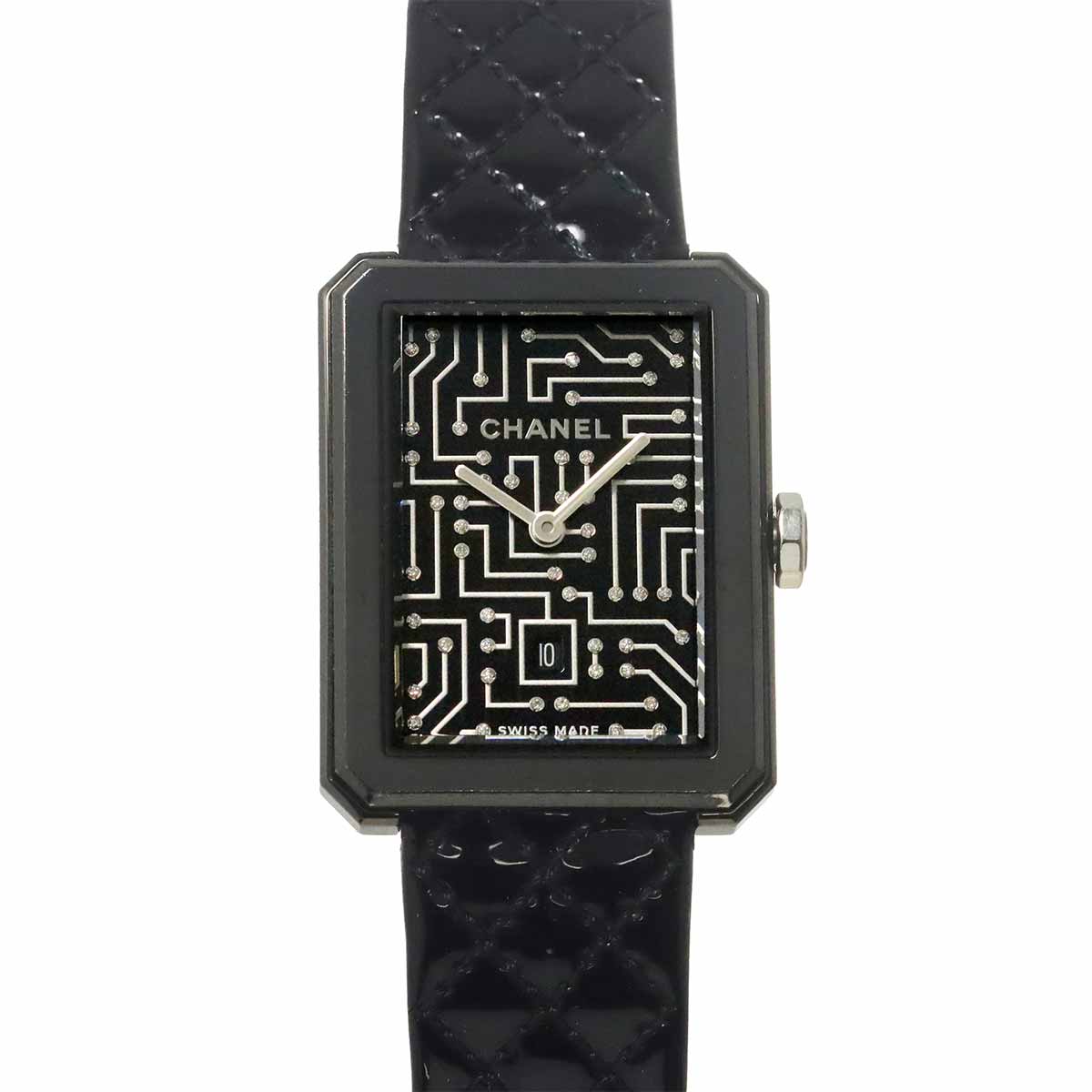 Boy Friend cyber data H7946 Diamond Quartz Black Dial Watch