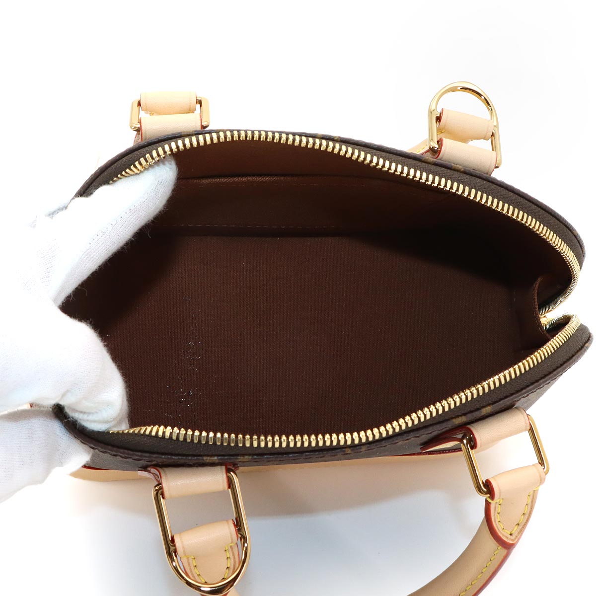 Monogram Alma BB Hand Shoulder Bag Leather Brown M46990
