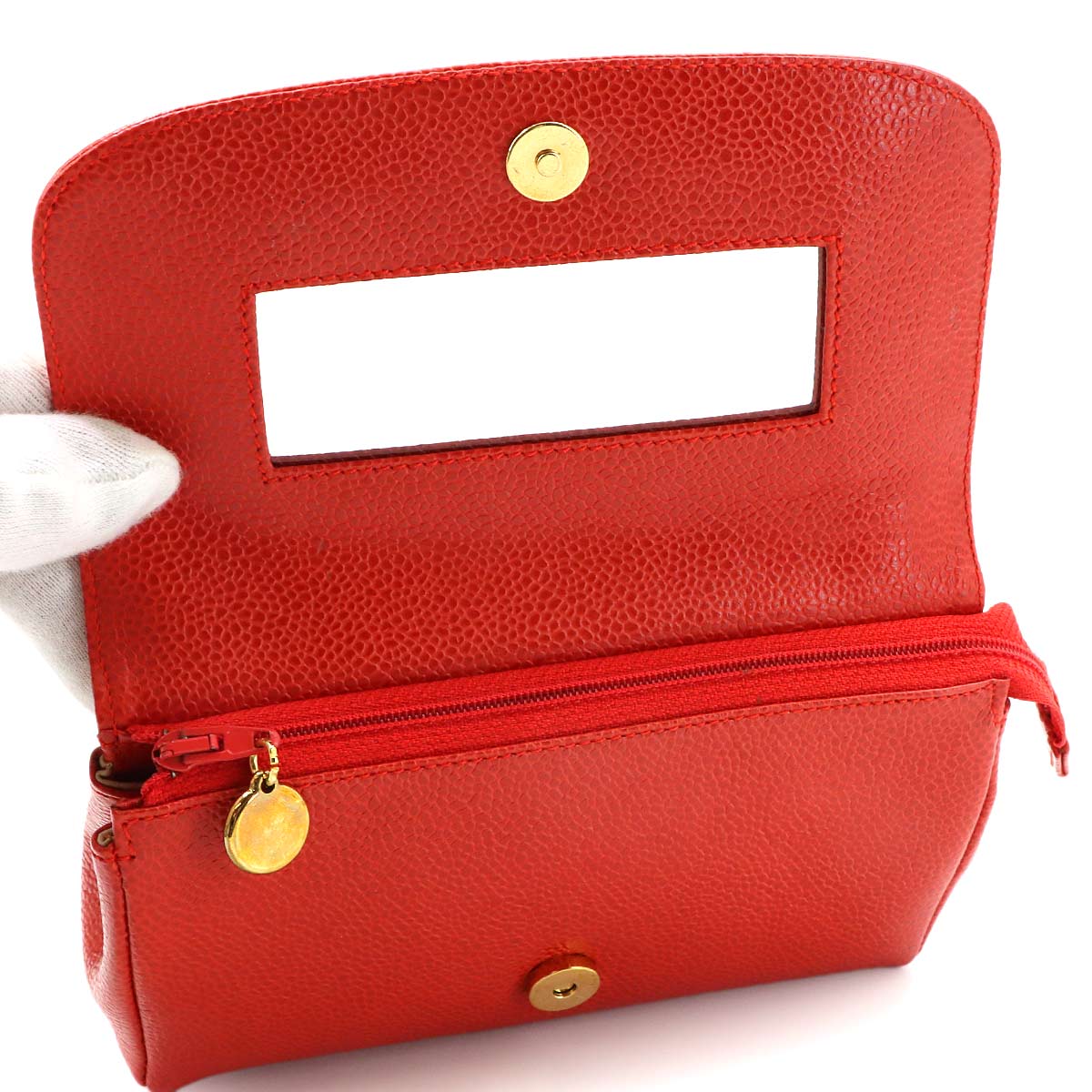 CC Logos Pouch Leather Red A07007