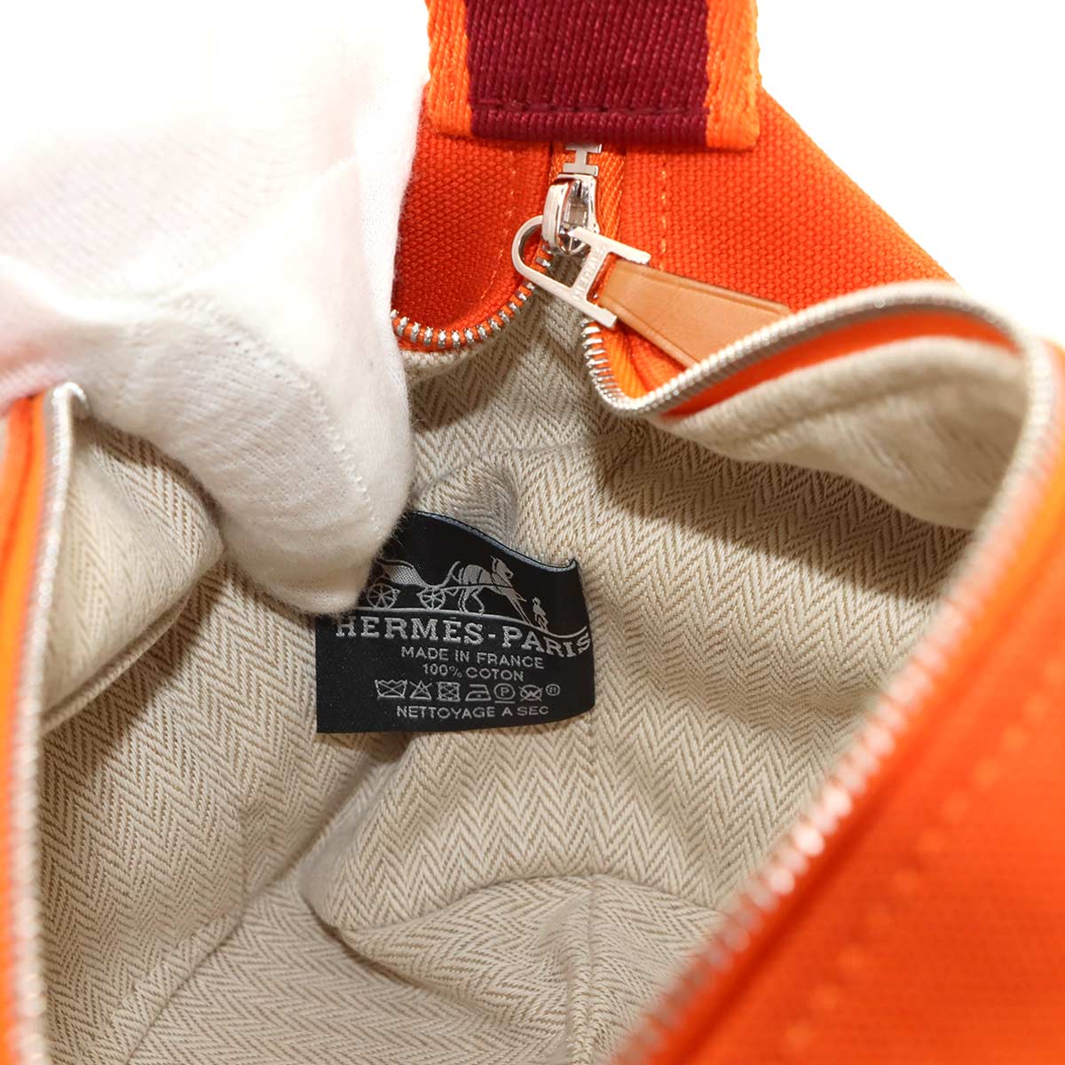 Bride a Brac PM Hand Bag Toile H Feu Orange Rouge H Pouch