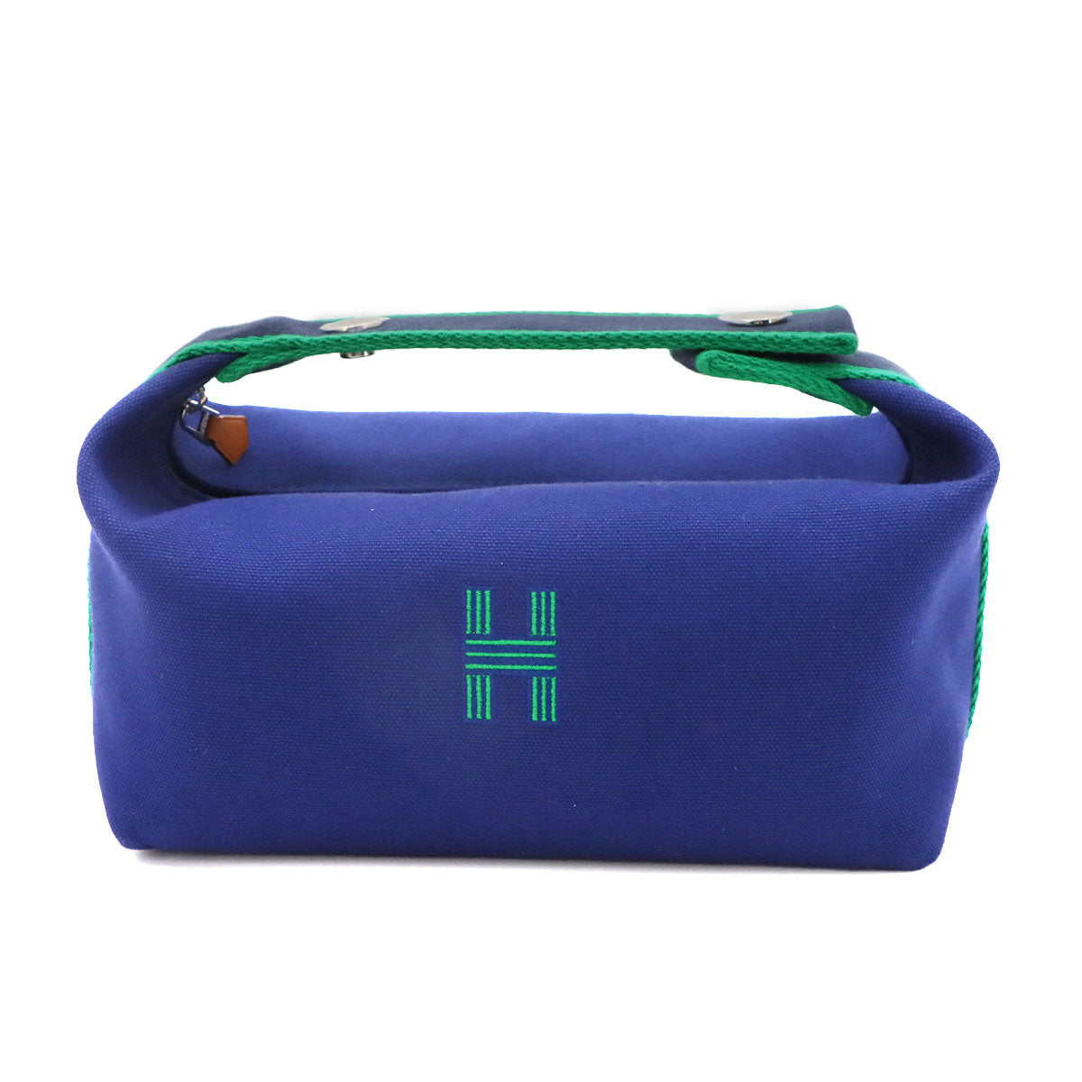 Bride a Brac PM Hand Bag Toile H Blue Marine Green Pouch