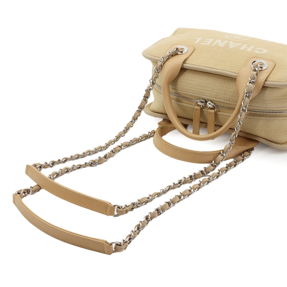 Deauville Bowling Bag 2way Hand Shouder Canvas Beige A92749