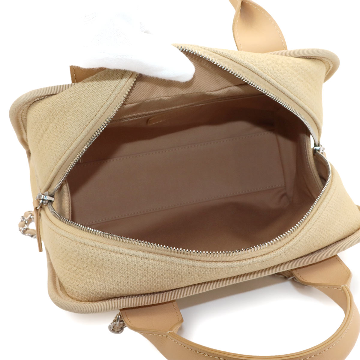 Deauville Bowling Bag 2way Hand Shouder Canvas Beige A92749