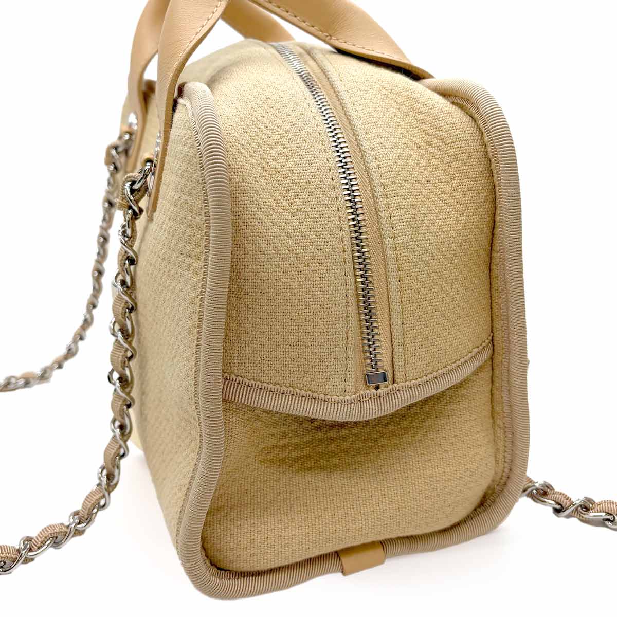 Deauville Bowling Bag 2way Hand Shouder Canvas Beige A92749