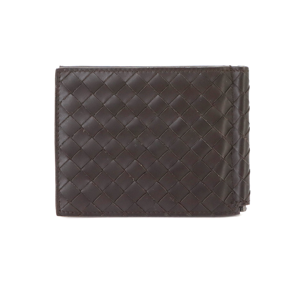 Intrecciato Money Clip Wallet Leather Brown 123180
