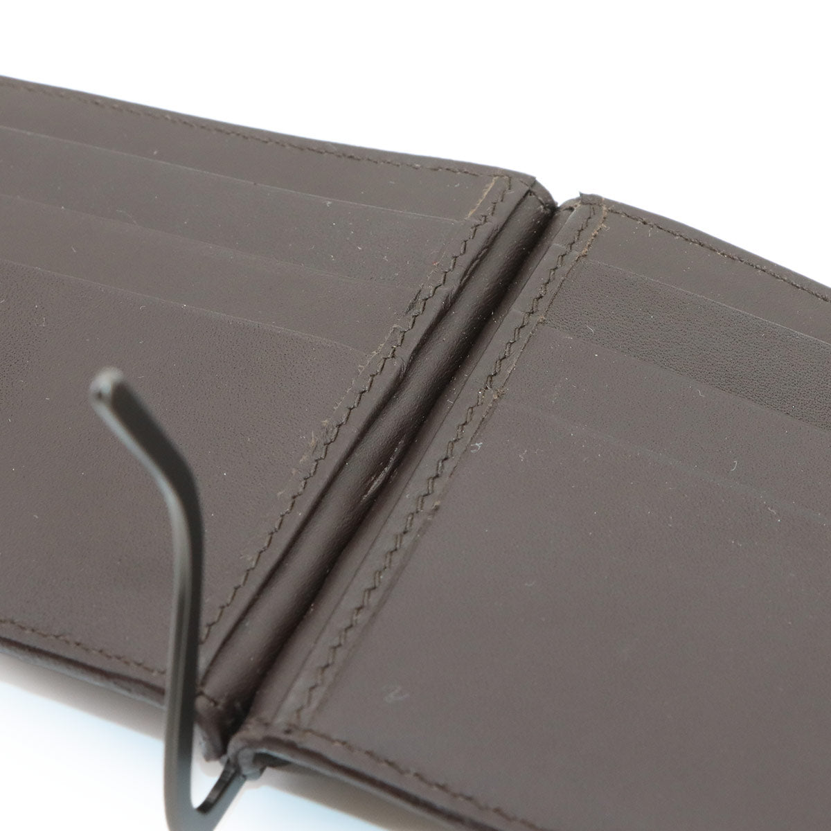 Intrecciato Money Clip Wallet Leather Brown 123180