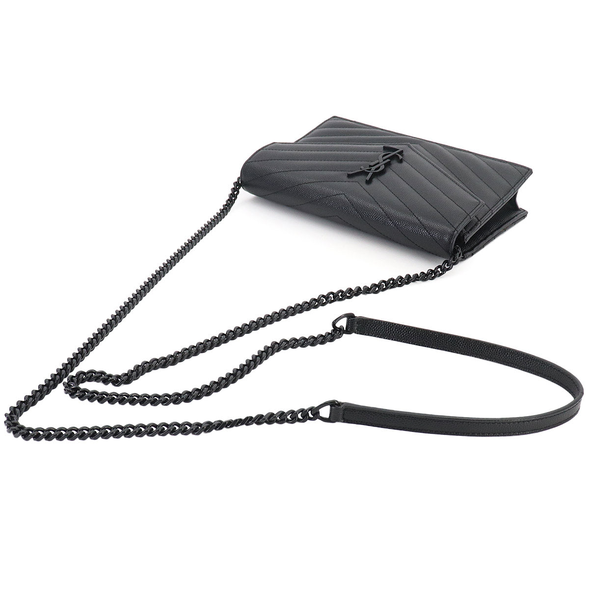 Cassandre Envelope Chain Wallet Leather Black 393953