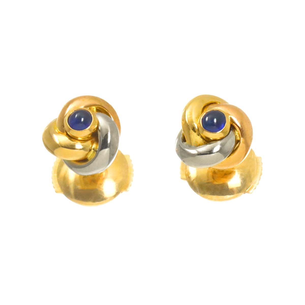 Trinity Sapphire Earrings Pierced 18K YG WG PG 750