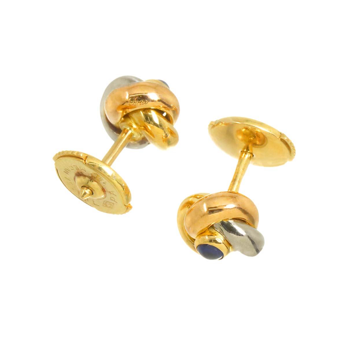 Trinity Sapphire Earrings Pierced 18K YG WG PG 750