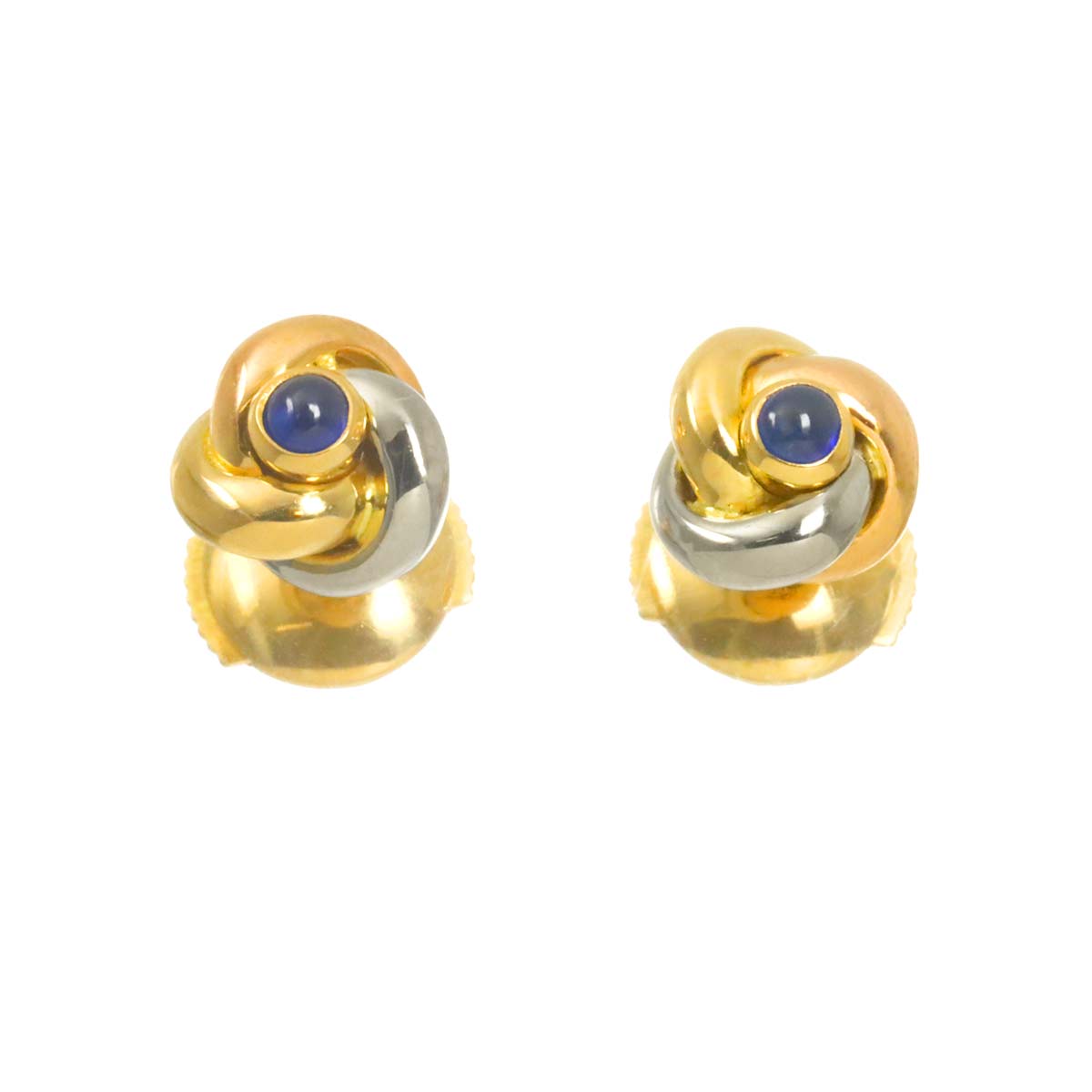 Trinity Sapphire Earrings Pierced 18K YG WG PG 750