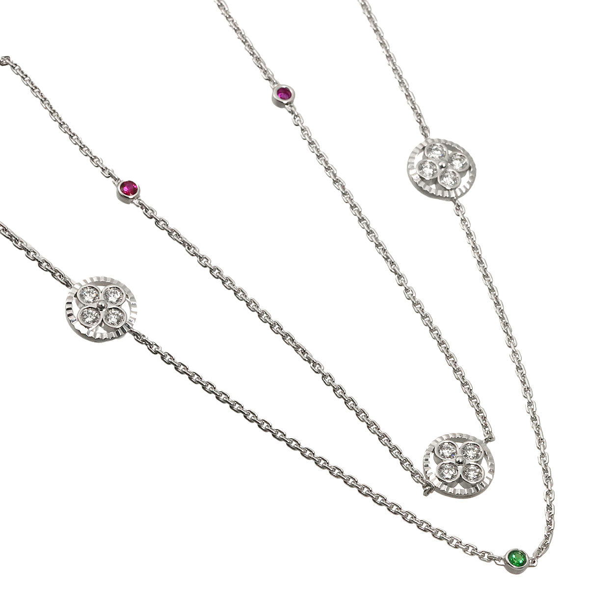 Pendentif Diamond Multi stone Necklace 18K WG 750
