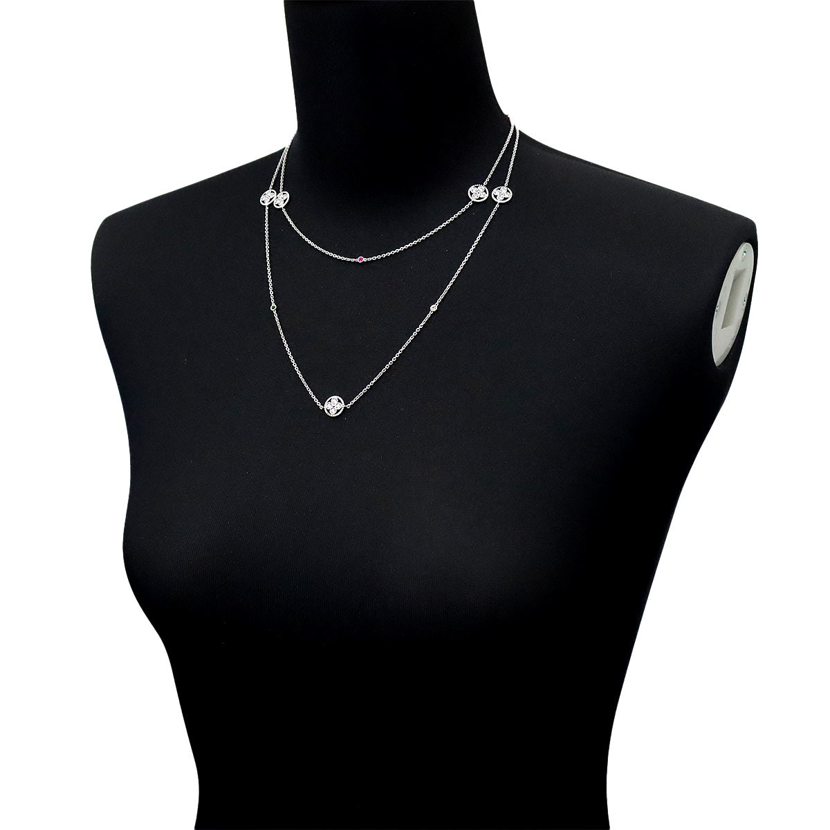 Pendentif Diamond Multi stone Necklace 18K WG 750