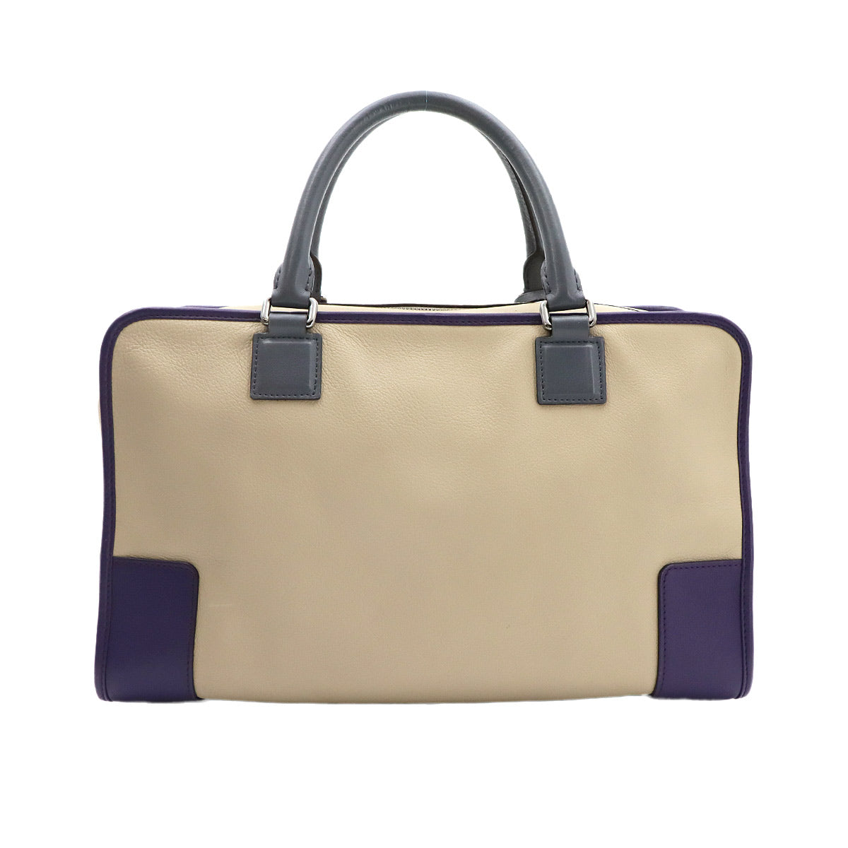 Amazona 36 Hand Bag Leather Beige Purple Gray Purse