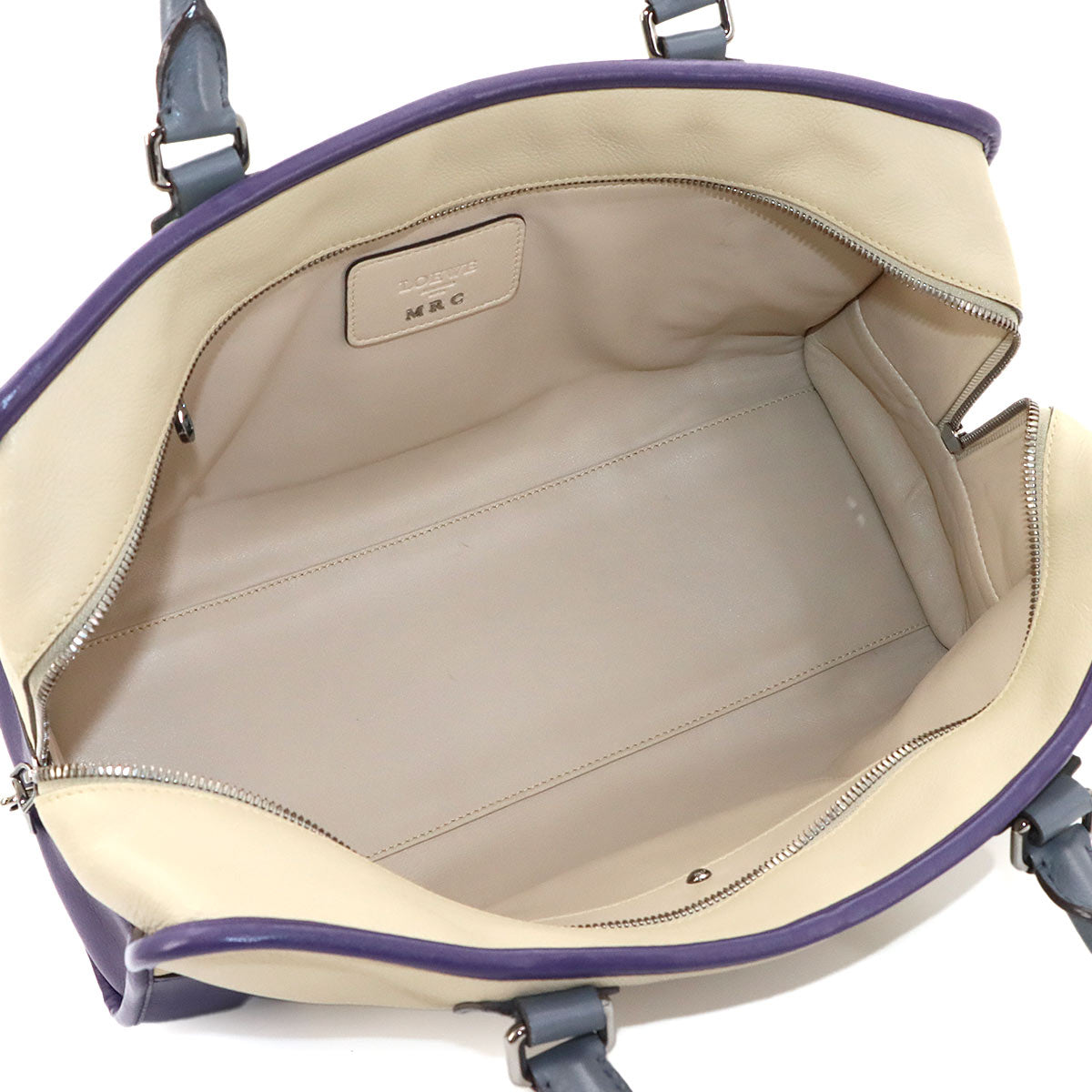 Amazona 36 Hand Bag Leather Beige Purple Gray Purse