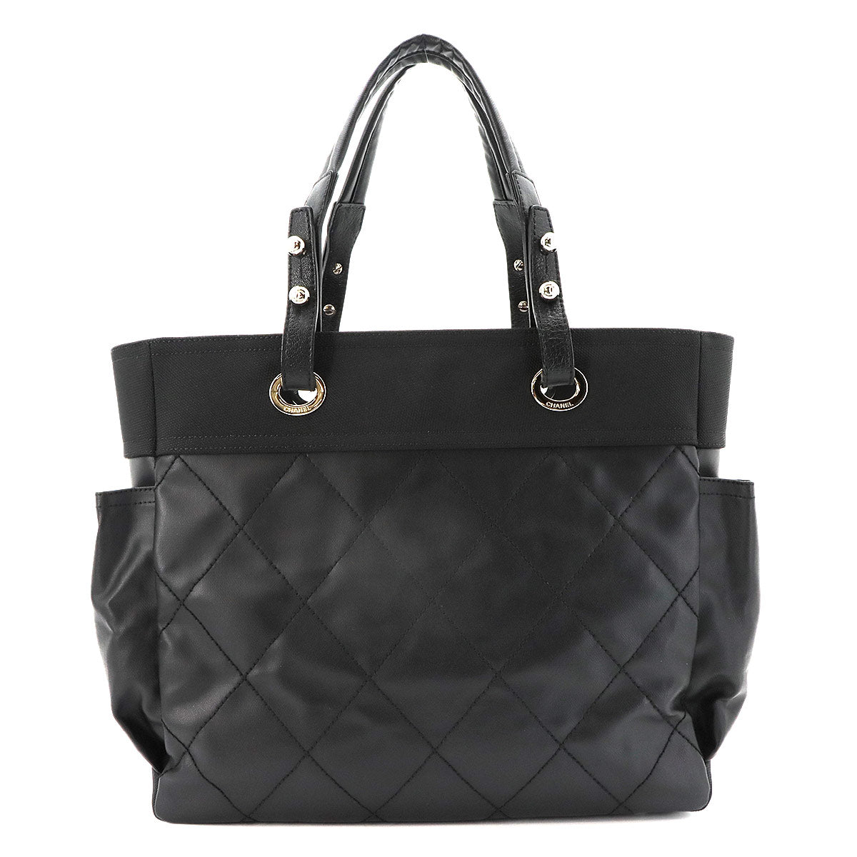 Paris Biarritz GM Tote Bag PVC Nylon Leather Black A34210 Purse
