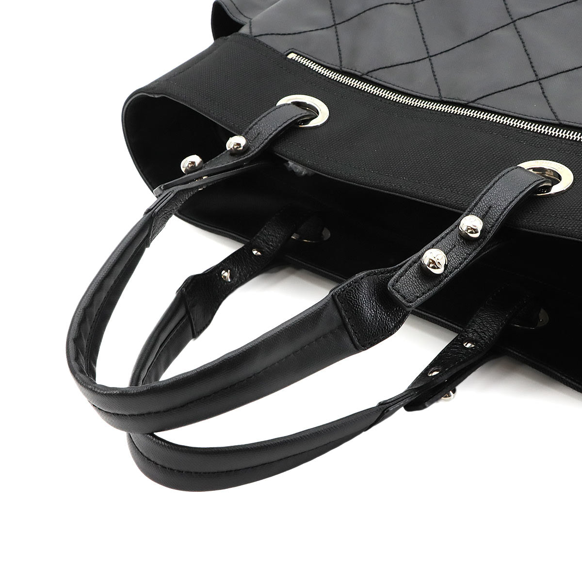 Paris Biarritz GM Tote Bag PVC Nylon Leather Black A34210 Purse