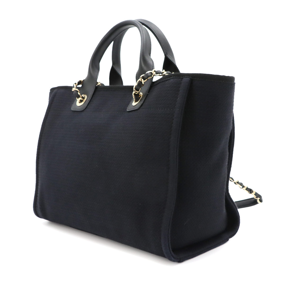 Deauville Small Shopping Tote Chain Shoulder Bag Black AS3257