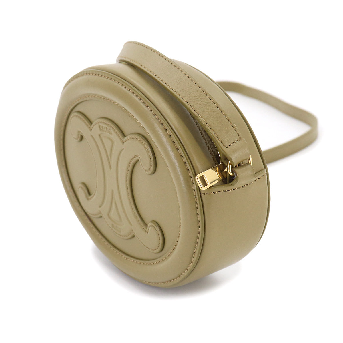 Oval Purse Cuir Triomphe Shoulder Bag Leather Green 10I703DPQ