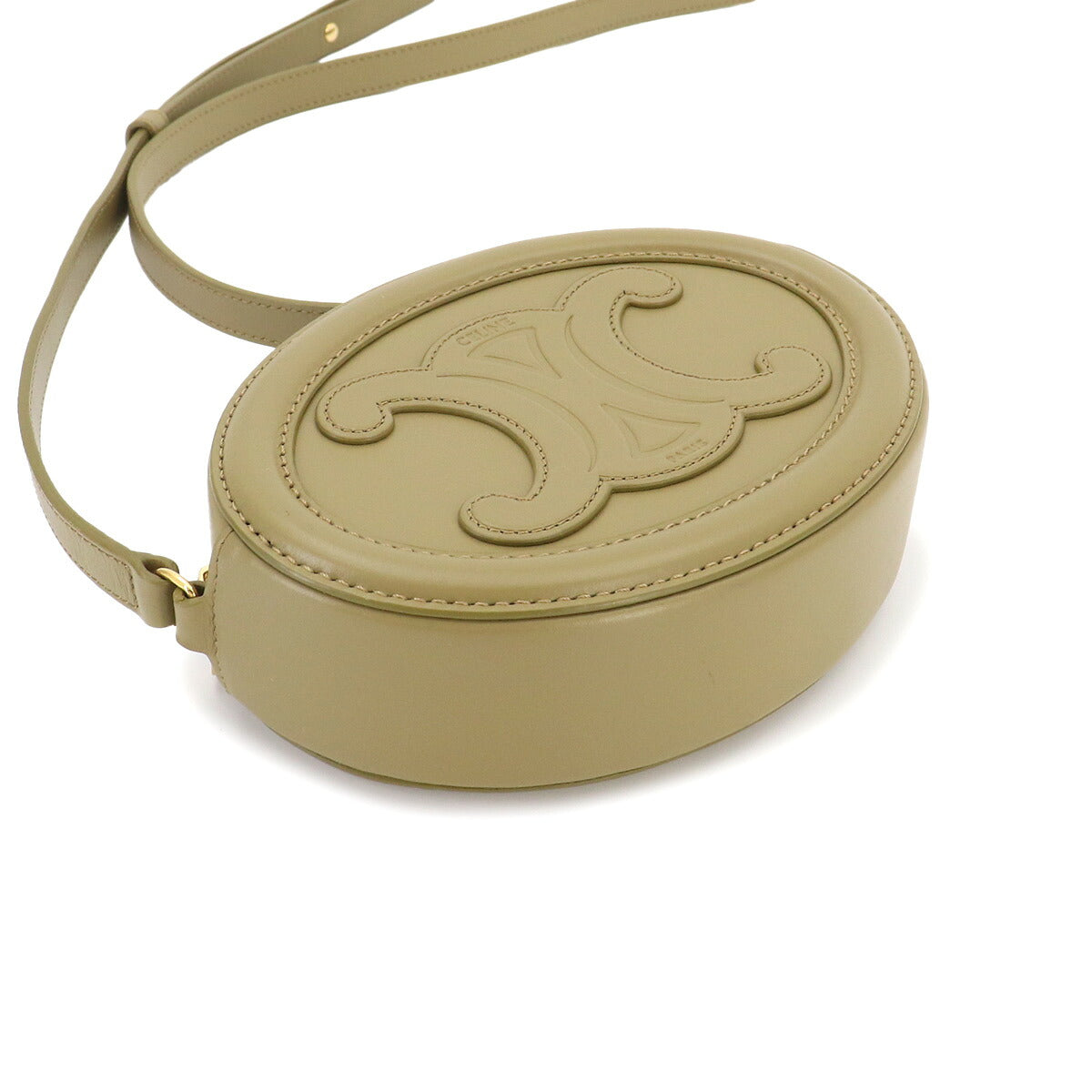 Oval Purse Cuir Triomphe Shoulder Bag Leather Green 10I703DPQ